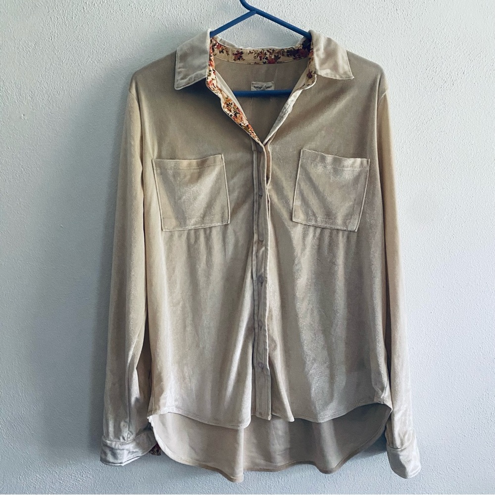 Thread & Supply Velvet Cream Floral Button Down Shirt - Picture 2 of 10